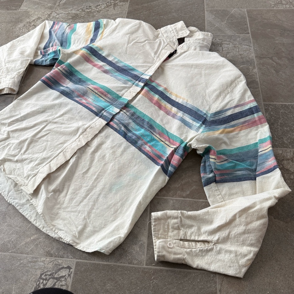 Vintage ladies pastel Roper Pink Teal Blue Shirt with shoulder pads small